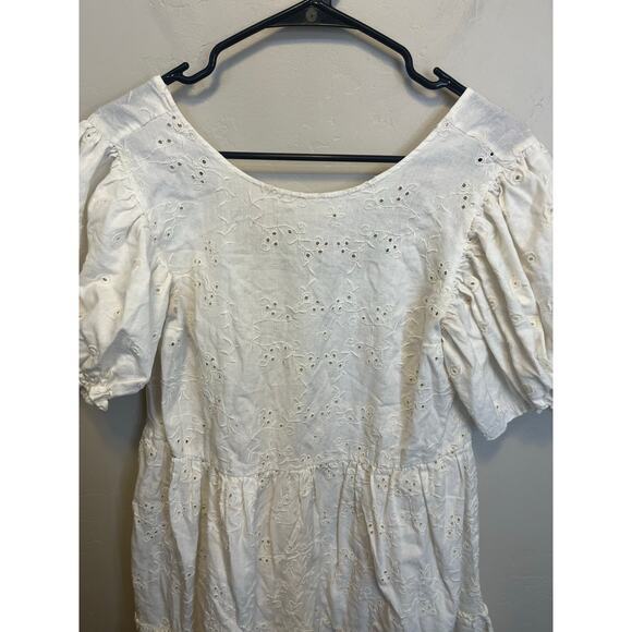 Sunday Best Aritzia White Eyelet Bubble Sleeve Peplum Girly Romantic Blouse XS - Picture 2 of 15